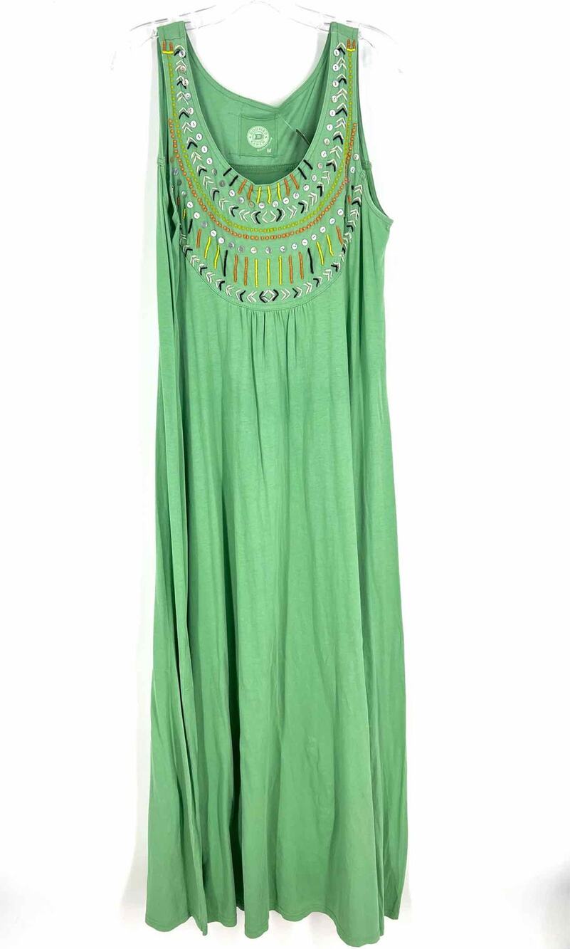 Double D Ranch Size M Lt Green/Multi Embellished Beaded Designer Dress Maxi